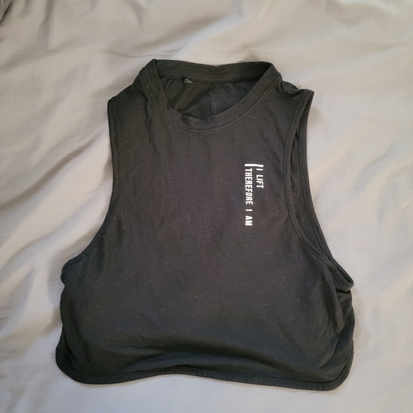 Gymshark Lifting Club Crop Top Womens Large Black Sleeveless Tank - Picture 3 of 3